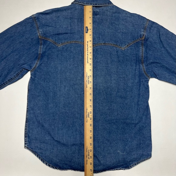 TopFit Rend-Top Retail Dept Blue Jean Denim Long Sleeve Shirt Men’s Size Medium - Picture 6 of 7